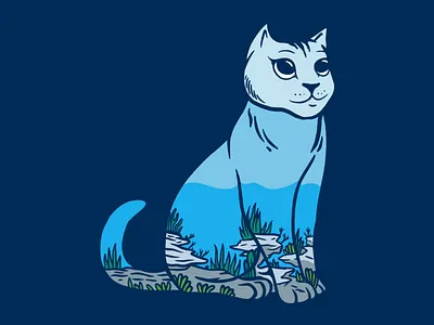 Sea of Cat animal animation apparel beach cat cats cute fish fishing funny kitten kitty marine meme ocean pet pussy sea t shirt design underwater