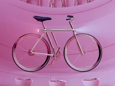 3D Gold Bicycle on Pink 3d 3d abstract art 3d animation 3d art 3d art design 3d art work 3d design animation bicycle design digital digital art gold illustration metallic modern pink rendering visual visual art