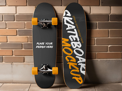 Skateboard board brick concave deck free freebie mockup rider skate skateboard skateboarder skateboarding skater sport tricks vehicle wheels wood wooden