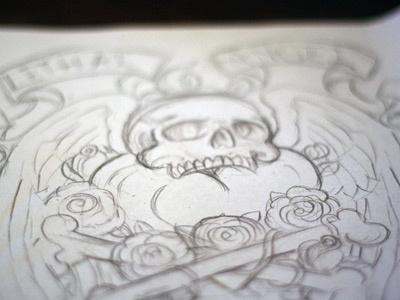 Cross Bones Sketch americana art castle crossbones derrick derrick castle design drawing graphic design heart illustration lethal angel nashville nashvillemafia roses skull straw castle tattoo