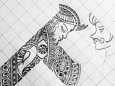 Mehandi Dribbble - WIP doodle illustration mehandi pencil sketch