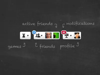 Games, Friends, Notifications UI friends games menu bar notifications ui user