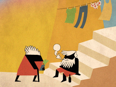 Uma cena de rua (wip) illustration retro