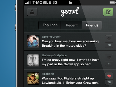 Growl iPhone interface button interface iphone like message ui