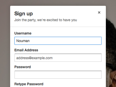 Sign up dialog form input login modal signup simple
