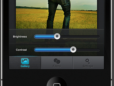 Photo App app blue buttons filter icons iphone photo slider ui