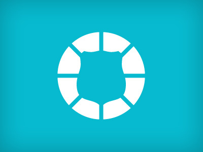 Logo for charitable organization (Reek-Versteegh Stichting) charitable organization crest earth global globe lifebuoy meridians negative space shield