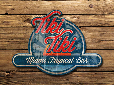 Tiki Tiki branding design graphic design logo retro script surf textured tiki vintage wisdom