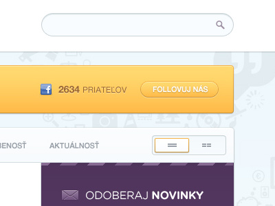 Searchbar, Switcher, Newsletter facebook light newsletter searchbar switcher ui website