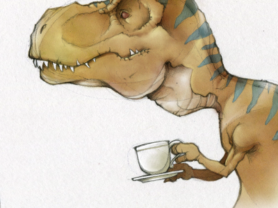 Tea Rex Color color cup digital dinosaur illustration saucer t rex teeth tyrannosaurus rex watercolor