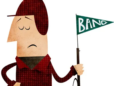 Hunter and his gun illustration