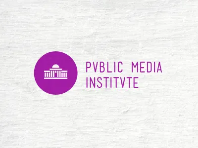 Public Media Institute circle columns mark pink