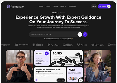 Mentorship Landing Page coaching community concept course design education hero section landing landing page learning mentor mentorship motion motion graphics ui uiux user experience user interface ux visual design