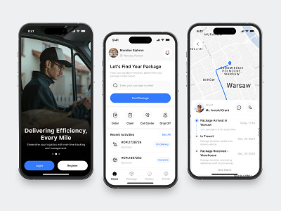 Logistic Mobile App app clean design driver fireart map track ui ux