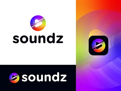Soundz Logo Design app logo branding branding and identity gradient logo icon identity branding logo logo design logo design branding logo designer modern logo music logo play play button play icon play logo s logo s play saas soundz logo