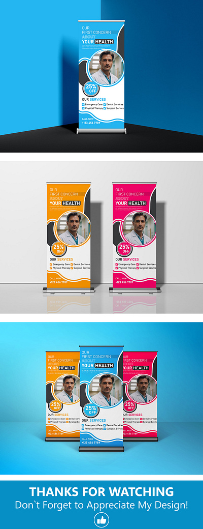 ROLL UP BANNER DESIGN banner branding design graphic design health medical roll up banner vector