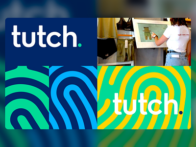 tutch. brand identity abstract blue brand brand design brand identity branding color palette design fingerprint fingerprints graphic design green logo logo design modern pattern store design typography visual identity yellow