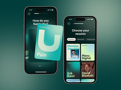 Musical health app 😌🫶 animation artists brand branding colors green health health app healthcare meditation music music health playlist relax uiux