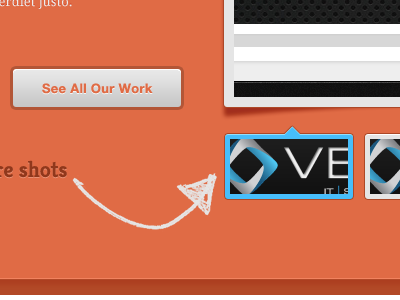 See All Our Work arrow blue button helvetica neue kreon orange slider