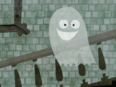 Ghost on the stairs illustration