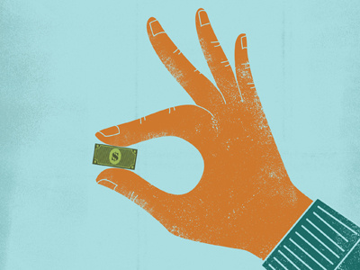 Money Pincher blue economy hand illustration living on less money texture