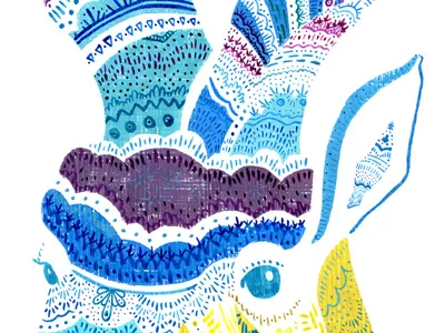 Markhor Goat blue goat line work nordic pattern ski sweaters yellow