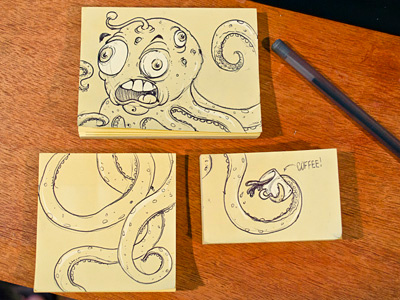 Post-it Note Alien ball basso drawn hand illustration lawnz lawrence note pen point post it