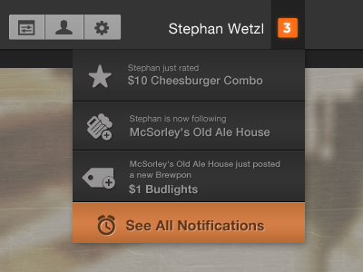 Notifications button drop down notifications tab ui ux