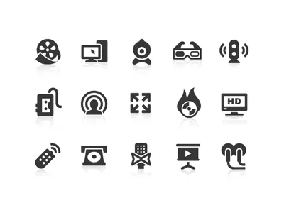 Multimedia Icons 3d cd computer dvd earbuds film full screen hdtv icon microphone multimedia multimedia icons remote server speaker webcam