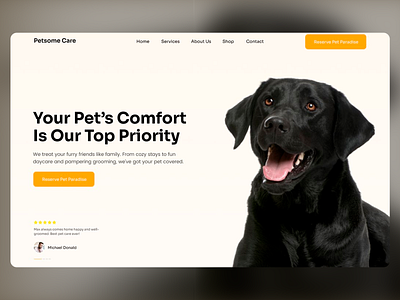 Petsome Care: Comfort and Care Web Design animal services call to action clean layout customer focused design dog friendly interface emotional connection grooming services intuitive navigation minimalistic visuals modern interface pet care website pet comfort pet daycare pet friendly design responsive ui trusted pet services uiux design user friendly design warm aesthetic web design