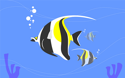 Angelfish in flat design angelfish coral design digital flat graphic design illustration ocean reef vector