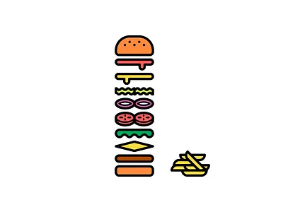 Burger icons bun buns burger cheese design french fries fries icon icons illustration ketchup minimal minimalism minimalist mustard onion pickles tomato vector