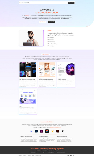 Personal Designer Portfolio branding designer portfolio figma interaction design landing page landing page design portfolio portfolio design portfolioshowcase ui ui design uiux design webdesign website inspiration