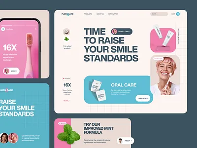 Website for a Healthcare Product ✦ Floss&Care design interface product service startup ui ux web website