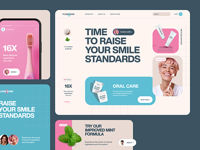 Website for a Healthcare Product ✦ Floss&Care business website homepage landing landing page marketing website page site web web design web page web site webpage website website design