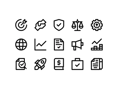 Business icons business design gear graph handshake icon icons illustration minimal minimalism minimalist shield target vector world