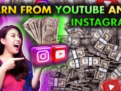 Earn from YouTube and Instagram Thumbnail branding graphic design logo thumbnail typography