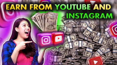 Earn from YouTube and Instagram Thumbnail branding graphic design logo thumbnail typography