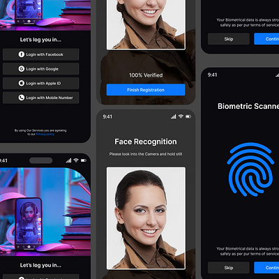 Face Recognition & Secure Login Design app app design application deign biometric facelock design figma product design security app design ui ui design uiux design uxdesign