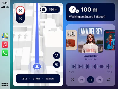 CarPlay Exploration 3d map android auto animation app app design carplay dashboard interface map map interface media mobile music player navigation prototype prototyping ui design uiux ux ux design