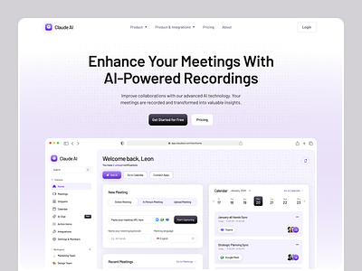 AI Meeting Recording Website ai call call website design landing page meeting meeting ai meeting website online meeting saas web web design webdesign