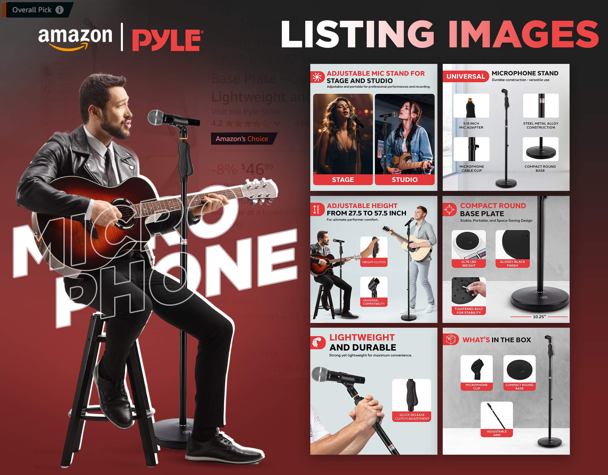 Pyle Microphone Stand Listing Images | Amazon Listing Design amazon infographics amazondesign amazonimages amazonlisting creative amazon listings creative listing design creative listing graphics creativedesign e commerce product infographics ecommercedesign ecommercegraphics graphicdesign high quality listing graphics listingimages microphonestand product infographics design product listing design productdesign productshowcase pylemicrophone