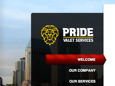 Pride Valet active header logo navigation
