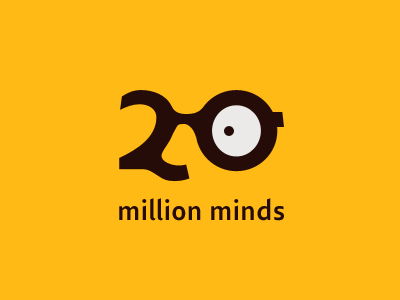 20 Million Minds brand glasses identity logo non profit