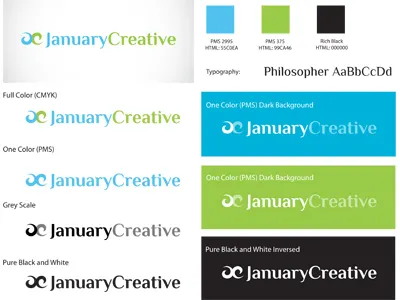 January Creative - Logo Presentation blue freelance green logo logo presentation