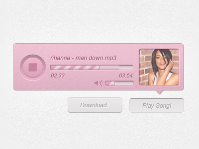 Dribbble Style Music Player clean dribbble gui music player pink simple ui
