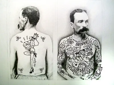 Mustachioed, Tattooed Carney: Sketch + Ink carney drawing illustration ink man mustache pen pencil portrait tattoos