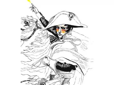 Napoleon in War Paint with Lightening Bolt bonaparte drawing famous illustration ink napoleon pen portrait