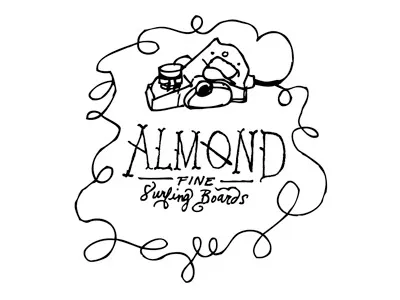 Almond Surfing Boards Hand Drawn Logo Option branding drawn emblem hand identity illustration logo shield surf