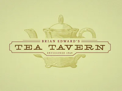 Taverntea logo tavern tea pot vintage wood cut